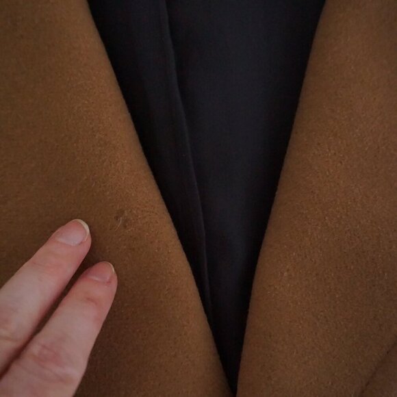 Aritzia Wilfred Brown 70% Wool 10% Cashmere Belted Trench Peacoat Coat Small - Picture 12 of 16